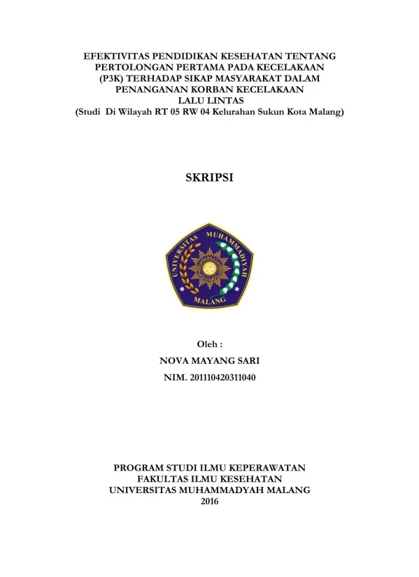 Efektivitas Pendidikan Kesehatan tentang Pertolongan Pertama pada Kecelakaan