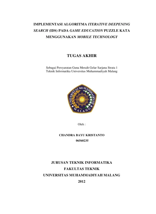 Implementasi Algoritma Iterative Deepening Search dalam Permainan Edukasi Puzzle Kata Menggunakan Teknologi Mudah Alih