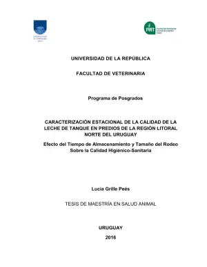 Caracterización estacional de la calidad de la leche de tanque en predios de la región litoral norte del Uruguay