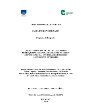 Caracterización de las Células Madre Mesenquimales Caninas Derivadas de Tejido Adiposo