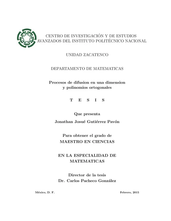 One Dimensional Diffusion Processes and Orthogonal Polynomials