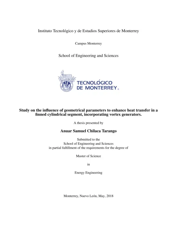 Optimization of Heat Transfer in a Finned Cylindrical Segment with Vortex Generators