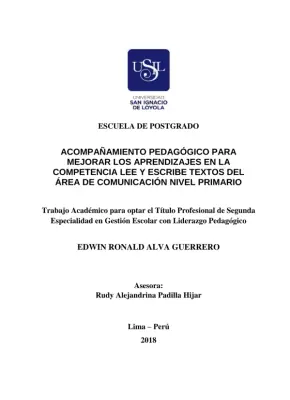 Acompanhamento Pedagógico para Melhorar os Aprendizados em Leitura e Escrita no Ensino Primário