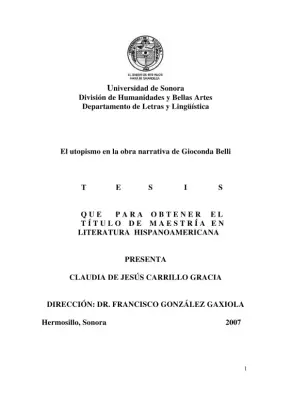 O utopismo en a obra narrativa de Gioconda Belli