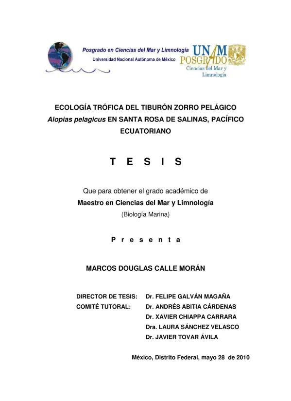 Ecología Trófica del Tiburón Zorro Pelágico en Santa Rosa de Salinas, Pacífico Ecuatoriano