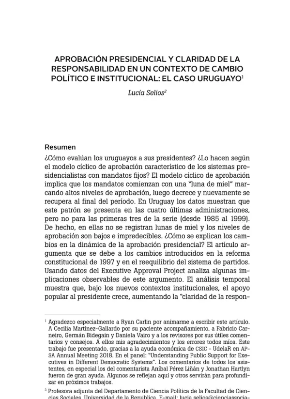 Responsabilidad en un contexto de cambio político e institucional: El caso uruguayo