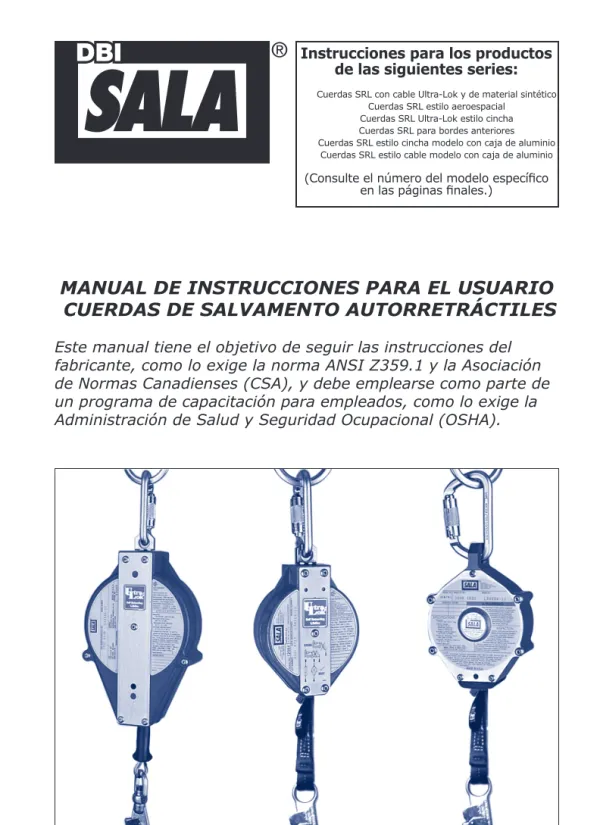 Manual de instrucciones para el usuario Cuerdas de salvamento autorretráctiles