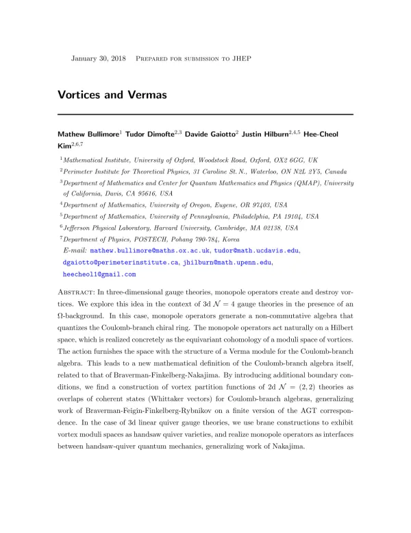 Vortices and Vermas in 3d N = 4 Gauge Theories