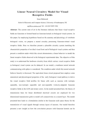 Linear Neural Circuitry Model for Visual Receptive Fields