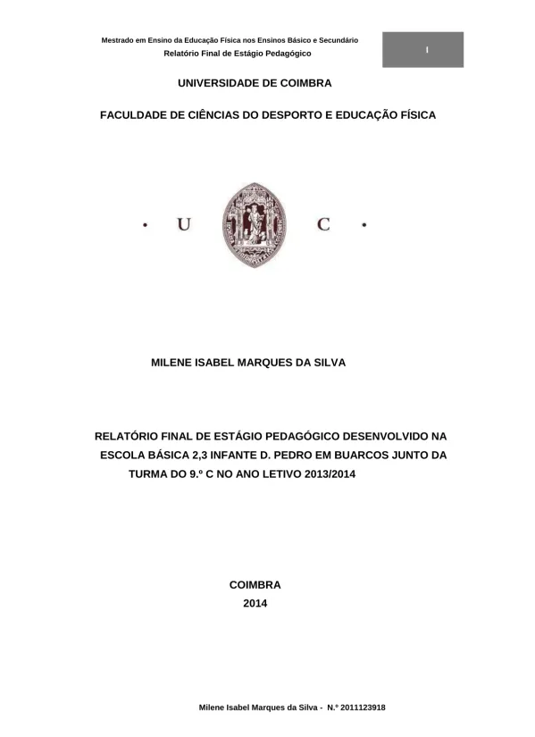 Relatório Final de Estágio Pedagógico em Educação Física