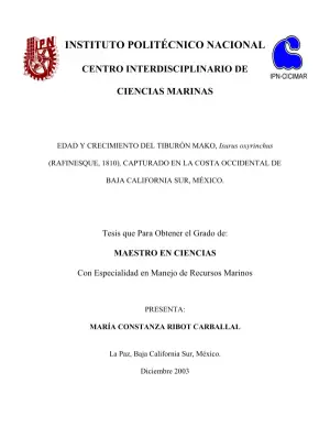 Estudio del Crecimiento y Edad del Tiburón Mako en la Costa Occidental de Baja California Sur, México