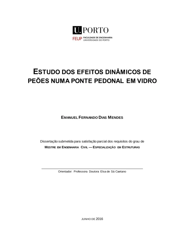 Estudo dos Efeitos Dinâmicos de Peões numa Ponte Pedonal em Vidro