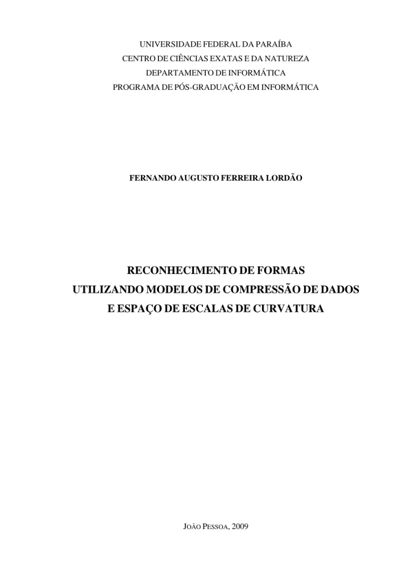 Reconhecimento de Formas Utilizando Modelos de Compressão de Dados e Espaço de Escalas de Curvatura
