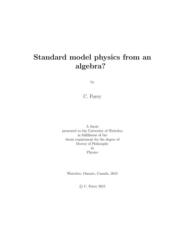 Standard Model Physics from an Algebra