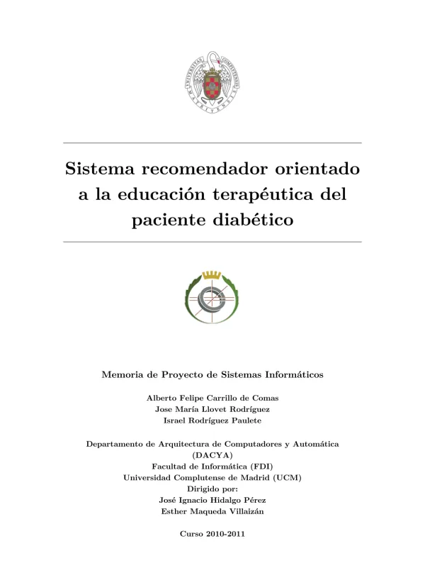 Sistema recomendador orientado a la educación terapéutica del paciente diabético