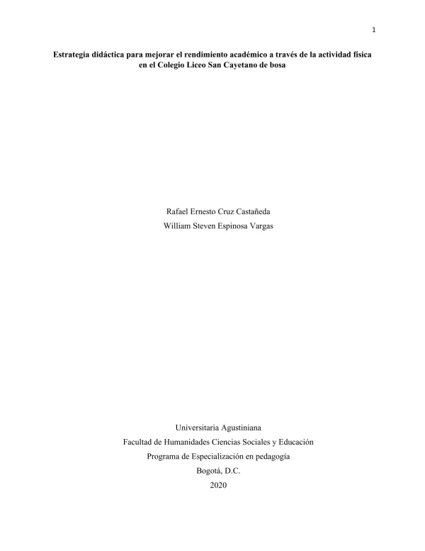 Estrategia didáctica para mejorar el rendimiento académico a través de la actividad física