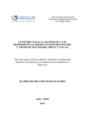 Actitudes hacia la matemática y su relación con el rendimiento académico en estudiantes de 5to grado de secundaria