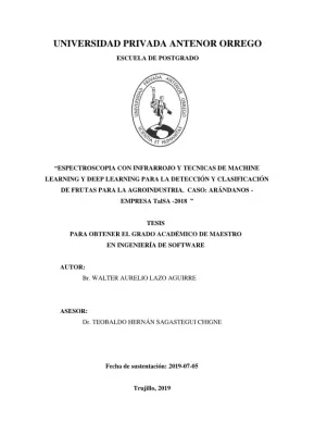 Aplicación de Espectroscopia con Infrarrojo y Técnicas de Aprendizaje Automático para la Detección y Clasificación de Frutas en la Agroindustria