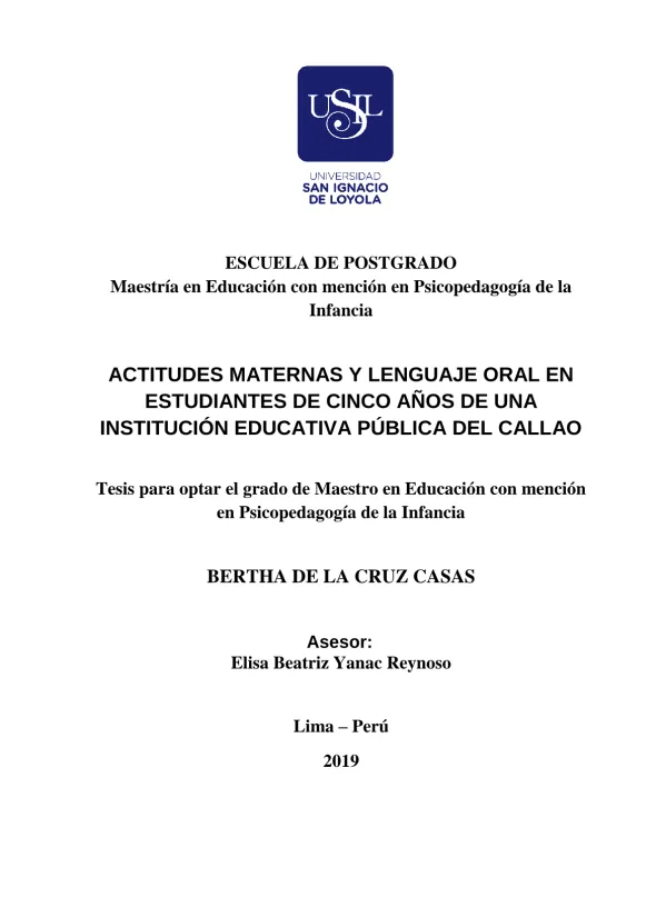 Actitudes maternas y lenguaje oral en estudiantes de cinco años de una Institución Educativa Pública del Callao