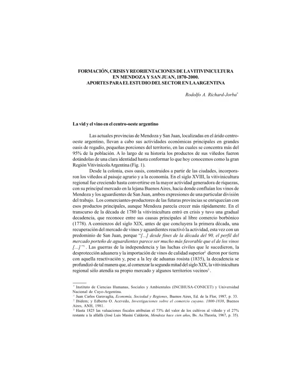 Formación, crisis y reorientaciones de la vitivinicultura en Mendoza y San Juan, 1970-2000. Aportes para el estudio del sector en la Argentina