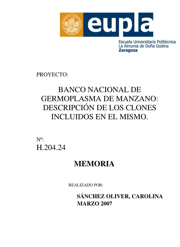 Banco Nacional de germoplasma de manzano: descripción de los clones incluidos en el mismo