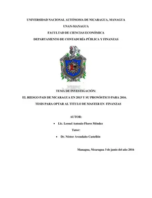 Riesgo País Nicaragua 2015-2016