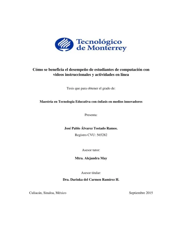Cómo se beneficia el desempeño de estudiantes de computación con videos instruccionales y actividades en línea