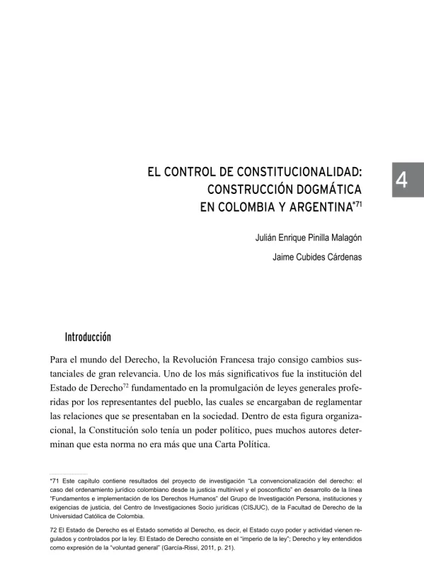 El control de constitucionalidad: construcción dogmática en Colombia y Argentina