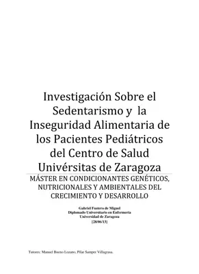 Sedentarismo e Inseguridad Alimentaria Infantil