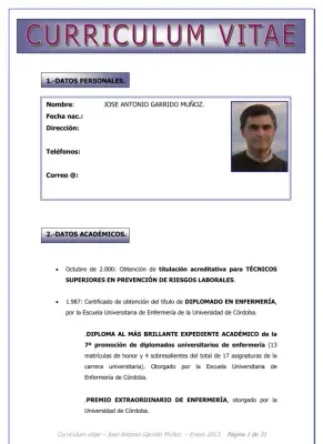 Currículum José Garrido: Prevención Riesgos