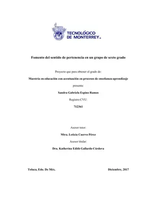 Sentido de Pertenencia: 6° Grado