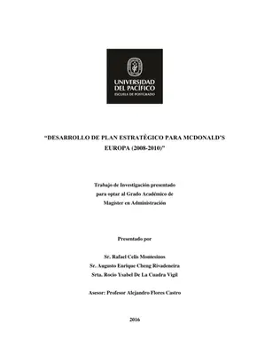 Plan Estratégico McDonald's Europa