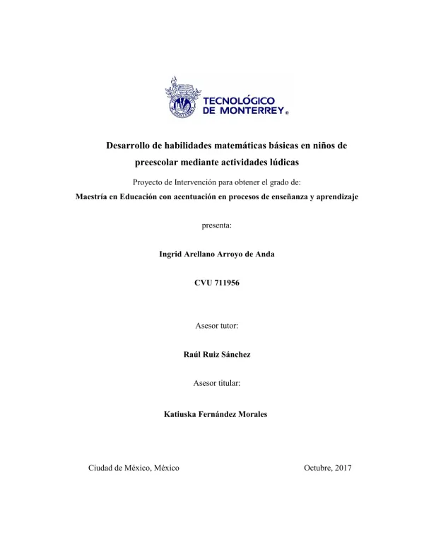 Desarrollo de habilidades matemáticas básicas en niños de preescolar mediante actividades lúdicas