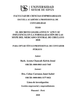 DL 1270 y Formalización MYPE Chiclayo
