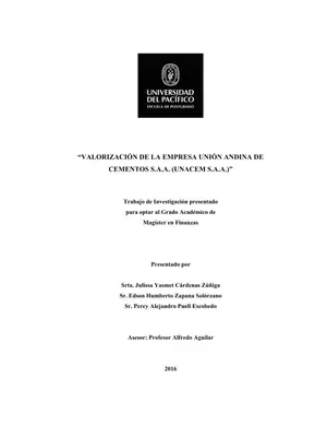 Valoración UNACEM: Análisis Financiero