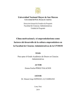 Clima motivacional y emprendimiento