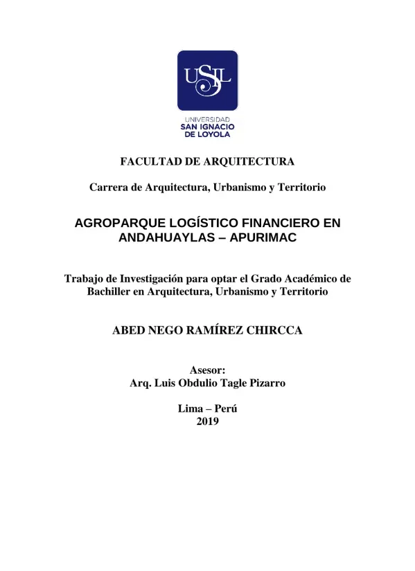 Agroparque logístico financiero en Andahuaylas Apurimac