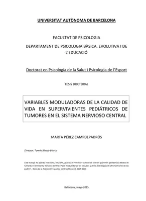 Calidad de vida en supervivientes pediátricos