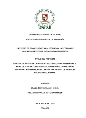 Análisis de Riesgo Industrial en Piladora