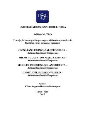 Plan de Negocios Aguaynutrix