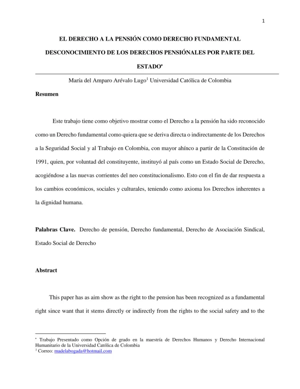 El derecho a la pensión como derecho fundamental: desconocimiento de los derechos pensionales por parte del estado