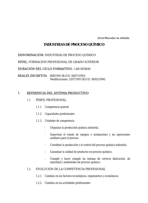 INDUSTRIAS DE PROCESO QUÍMICO