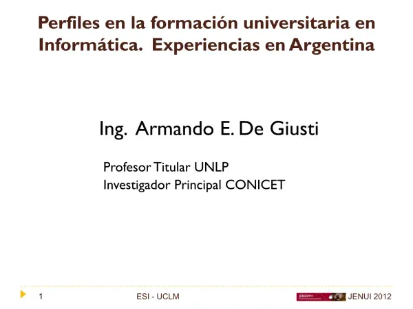 Perfiles en la formación universitaria en Informática : Experiencias en Argentina