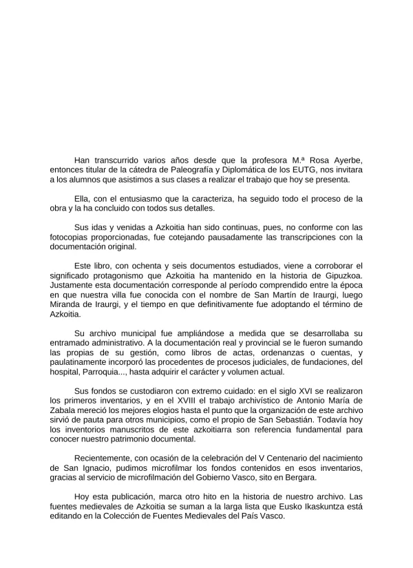 Documentación medieval del Archivo Municipal de Azkoitia (m.s. XIII-1500)