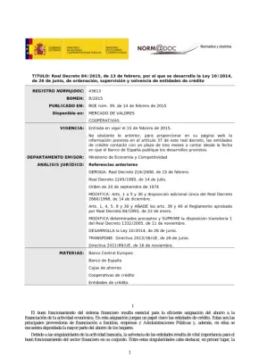 Entidades de Crédito: Ley 10/2014