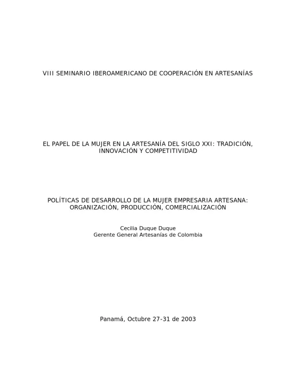 El papel de la mujer en la artesanía del siglo XXI : tradición, innovación y competitividad.