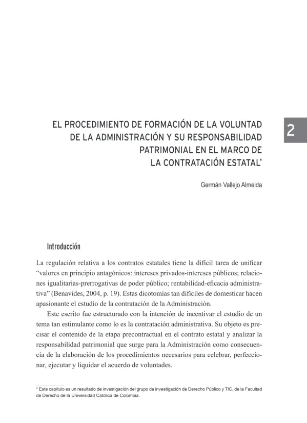 El procedimiento de formación de la voluntad de la administración y su responsabilidad patrimonial en el marco de la contratación estatal