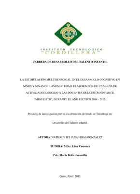 Guía Multisensorial: Desarrollo Cognitivo 3 Años