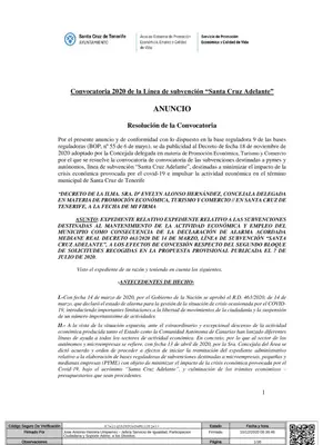 Subvenciones Santa Cruz Adelante 2020