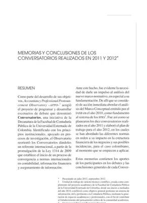 Normas IFRS: Conversatorios 2011-2012
